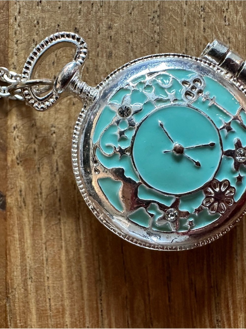 Claire's Silver Faux watch locket with Chain Necklace